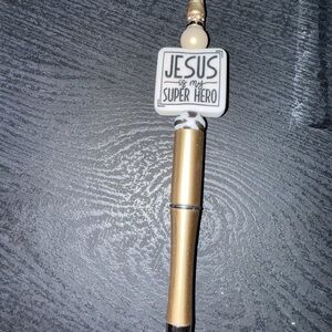 Gold and White Inspirational Pen